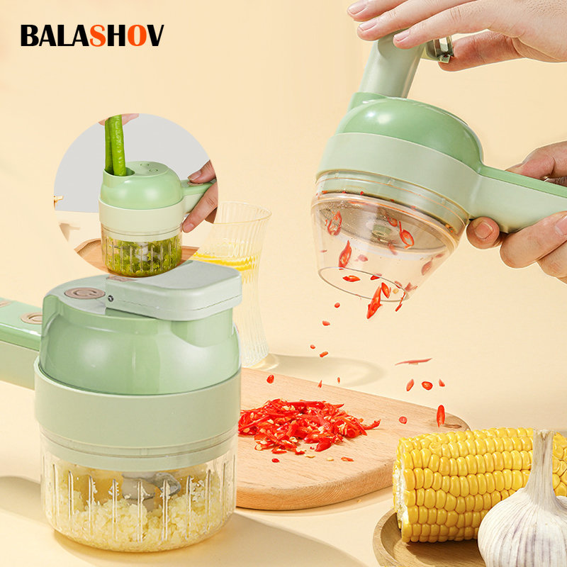 Commercial Kitchen Products - 4In1 Elektrische Gemüse Cutter Set Handheld