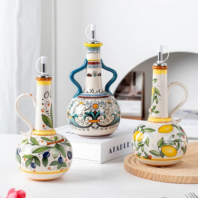 Commercial Kitchen Items - Keramik-Ölflasche Sojasoßenflasche Gewürzbehälter Küchenzubehör Nordischer Essig-